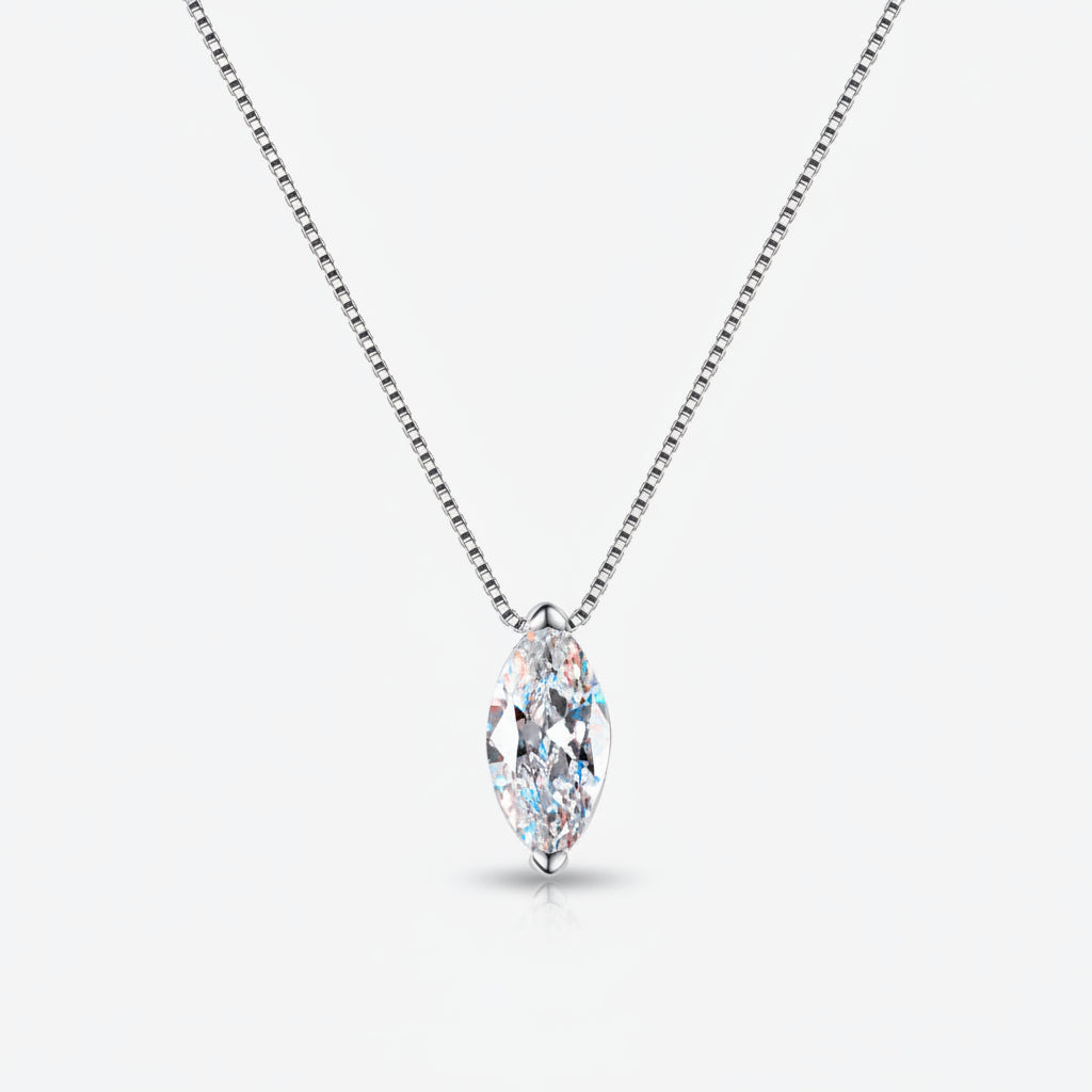 Amira Women's Silver Necklace – Minimalist Moissanite Design for Everyday Elegance 0